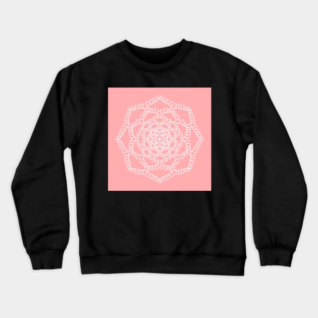 Simple Pink Petals Mandala - Intricate Digital Illustration - Colorful Vibrant and Eye-catching Design for printing on t-shirts, wall art, pillows, phone cases, mugs, tote bags, notebooks and more Crewneck Sweatshirt by cherdoodles